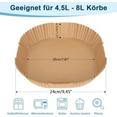 100 stk Airfryer Bagepapir 20-24 cm til Philips, COSORI m.fl. XL – kompatibelt tilbehør