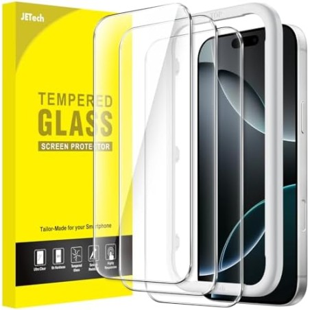 JETech Hærdet Glas Skærmbeskytter til iPhone 16 Pro 6,3" HD Klar – 3-pak