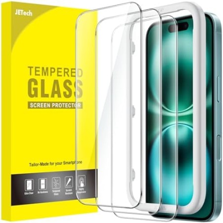JETech Hærdet Glas Skærmbeskytter til iPhone 16 Plus 6,7" HD Klar – 3-pak