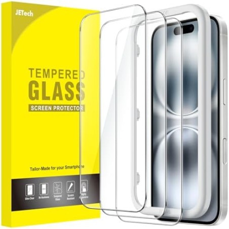 JETech Hærdet Glas Skærmbeskytter til iPhone 16 6,1" HD Klar – 3-pak