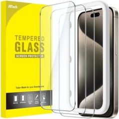 JETech Hærdet Glas Skærmbeskytter til iPhone 15 Pro Max 6,7" HD Klar – 3-pak