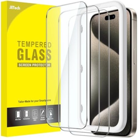 JETech Hærdet Glas Skærmbeskytter til iPhone 15 Pro Max 6,7" HD Klar – 3-pak