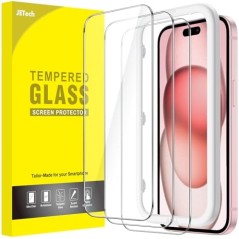 JETech Hærdet Glas Skærmbeskytter til iPhone 15 6,1" HD Klar – 3-pak