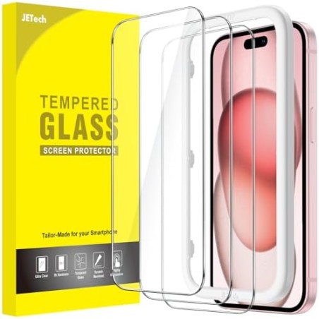JETech Hærdet Glas Skærmbeskytter til iPhone 15 6,1" HD Klar – 3-pak