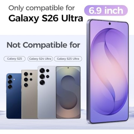 Niphabe 9H Tempered Glass Screen Protector for Samsung Galaxy S26 Ultra with Camera Protection – 3-Pack