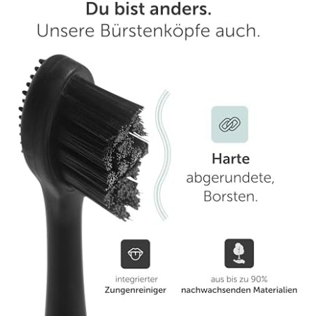 WonderSmile Udskiftningsbørstehoveder til Sonisk Tandbørste, Hård, Sort, 4-pak