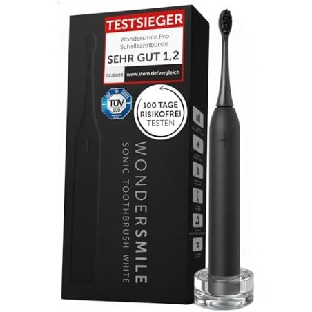 WonderSmile Sonic-tandbørste Pro, 4 programmer, IPX8, 60 dages batteri, Sort