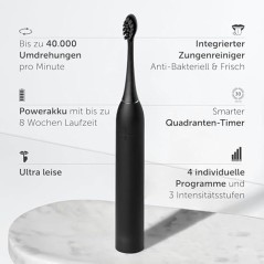 WonderSmile Sonic Toothbrush Pro, 4 Programs, IPX8, 60-Day Battery, Black