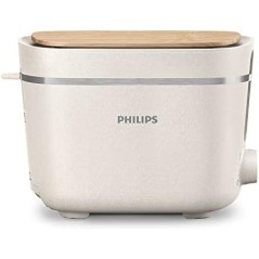 Philips Eco Conscious Toaster HD2640/10 – 2-Slice, 8 Levels, Bun Warmer, Defrost, Silk White