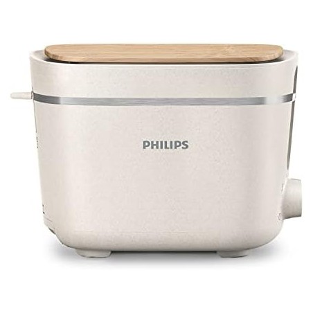 Philips Eco Conscious Toaster HD2640/10 – 2-Slice, 8 Levels, Bun Warmer, Defrost, Silk White