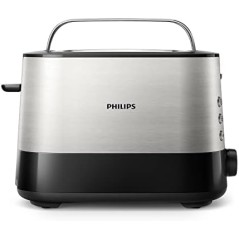 Philips Toaster HD2637/90 – 2-Slice, 7 Levels, Bun Warmer, Black