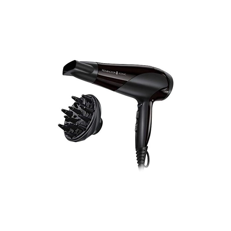 Remington Ionic Hair Dryer D3198 – 2200W, Diffuser and Styling Nozzle, Black