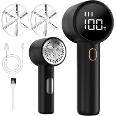BZGG Elektrisk Fnugfjerner med LED-display – 3 Hastigheder, Genopladelig USB-C, Sort