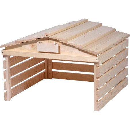 dobar® Robotplæneklipper Garage af Træ – 78,5×74×52,5 cm, aftageligt tag, natur
