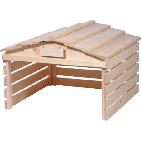 dobar® Robot Mower Garage in Wood – 78.5×74×52.5 cm, Removable Roof, Natural
