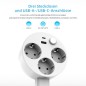 Extendable Power Strip with 3 Outlets, USB-A and USB-C – 360 Rotation, 47-67 cm