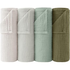 Bearmoss Moltonservietter til baby – 4 stk. 60x60 cm, åndbar muslin bomuld, grå-grøn