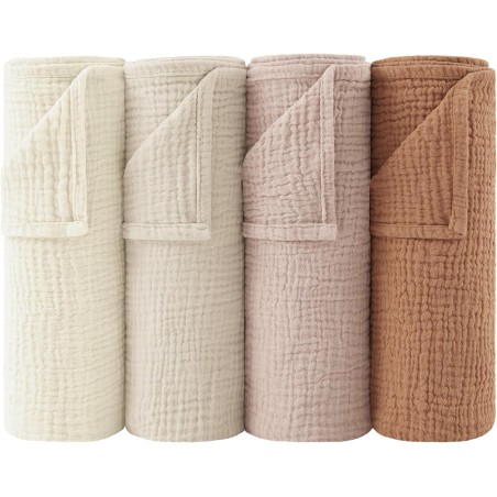Bearmoss Moltonservietter til baby – 4 stk. 60x60 cm, åndbar muslin bomuld, brun