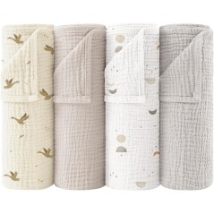 Bearmoss Muslineklude baby 4-pak 60×60 cm – abrikos blomster