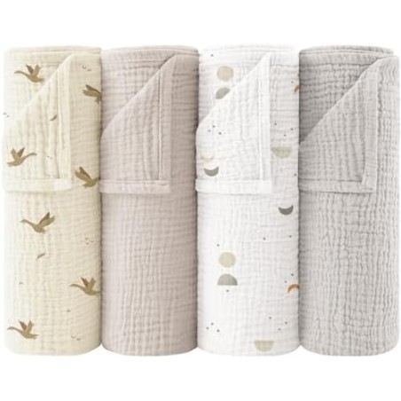 Bearmoss Muslineklude baby 4-pak 60×60 cm – abrikos blomster
