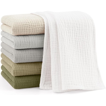 Bearmoss Muslineklude baby 6-pak 60×60 cm – grå-grøn