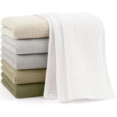 Bearmoss Muslineklude baby 6-pak 60×60 cm – grå-grøn