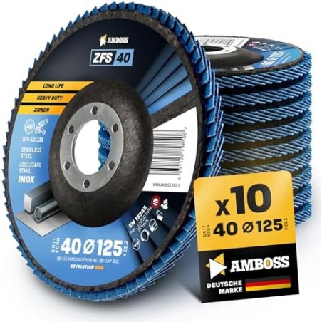 Amboss Werkzeuge ZFS vifteskive Ø125 mm K40 – 10-pak til vinkelsliber