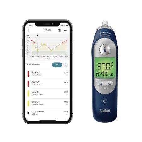 Braun ThermoScan 7+ Connect Øretermometer med Bluetooth – Age Precision og farvekodet display