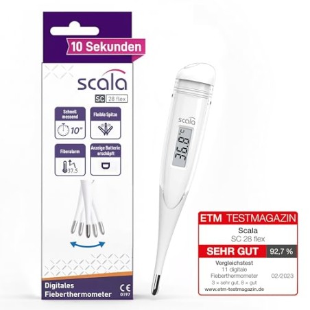 Scala SC 28 Flex Digitalt Febertermometer med fleksibel spids – oral, rektal og axillær
