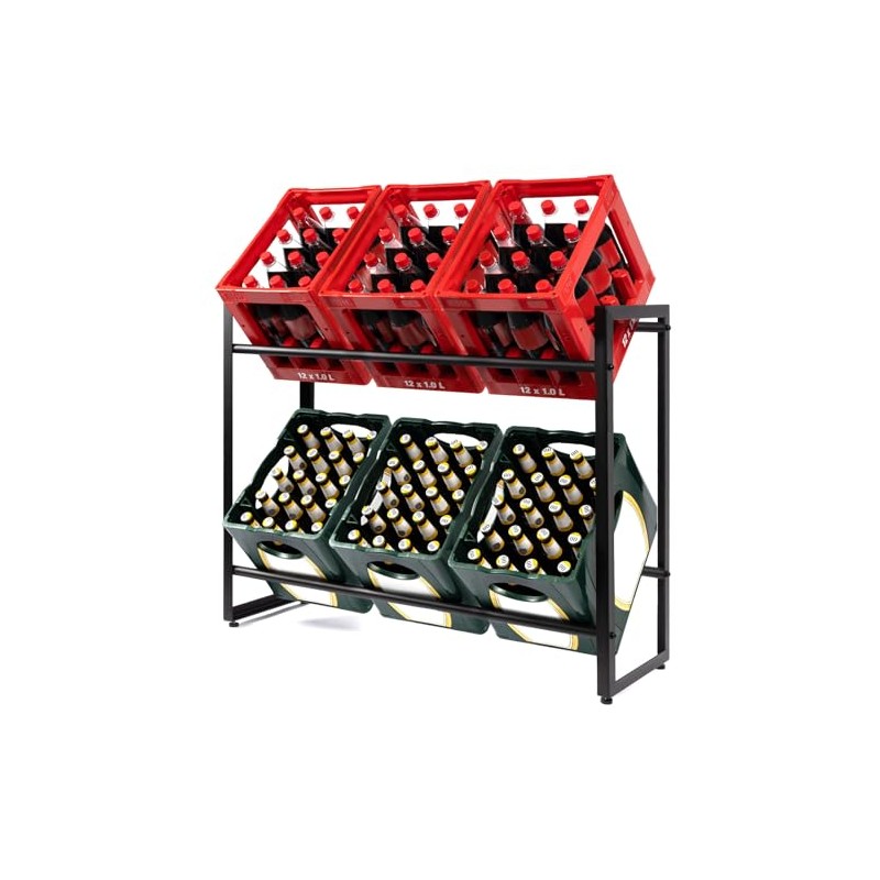Floordirekt Kenji Bottle Crate Rack for 6 Crates – Black Steel Storage Shelf Floordirekt Kenji Bottle Crate Rack for 6 Crates – Black Steel Storage Shelf