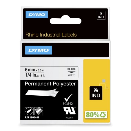 DYMO RHINO POLYESTER LABEL 6MM