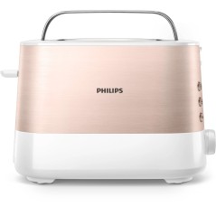 "Philips Viva Collection Brødrister HD2638/11 - 950W i Elegant Roseguld og Hvid - Perfekt til Morgenmad!"
