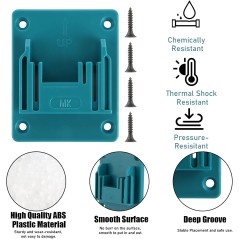 Makita 18V batteriholder – 12 stk. vægbeslag med skruer, blå – kompatibelt tilbehør