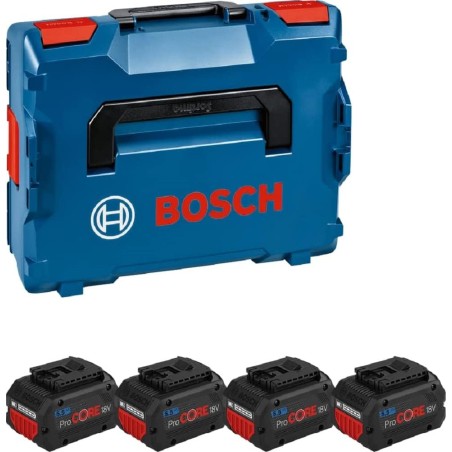 Bosch Professional 18V systembatteri ProCORE-sæt – 4× GBA 18V 5,5Ah i L-BOXX