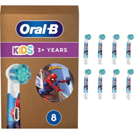 Oral-B Aufsteckbørster Kids 3 Spiderman - 8 stk. sjov og effektiv tandpleje til dit barn!