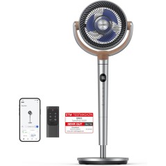 DREO Smart PolyFan 502S Standventilator, WiFi, 120°+120°, 20 dB, 8 hastigheder, 6 tilstande