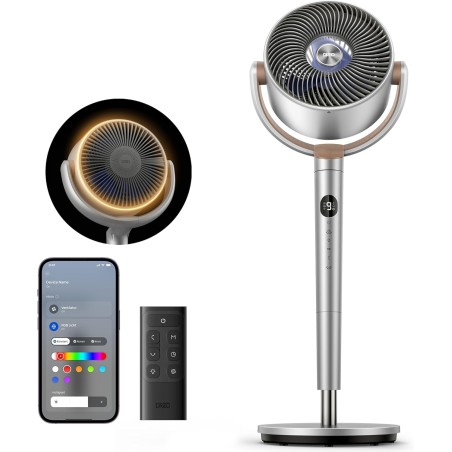DREO Smart PolyFan 508S RGB Standventilator, WiFi+LED, 120°+120°, 20 dB, 9 hastigheder
