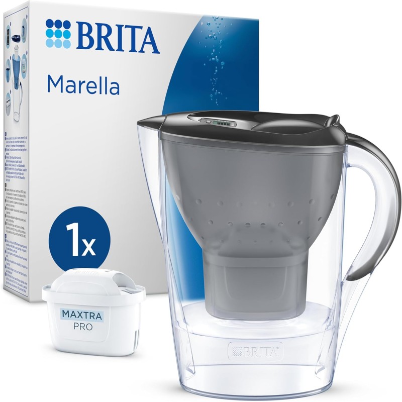 BRITA Marella Water Filter Jug graphite 2.4 L incl. MAXTRA PRO Pure Performance cartridge