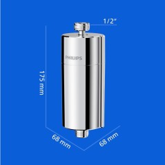 Philips AWP1775CH Inline Brusefilter krom – KDF-filtersystem mod klor, bakterier og urenheder