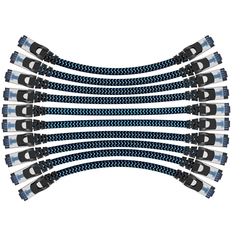 CABNEER 10-pak CAT8 Ethernet Patchkabel 0,5 m – 40 Gbps 2000 MHz RJ45