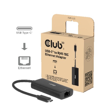 Club 3D USB-C 10Gbps Netværksadapter - Hurtig og Stabil Forbindelse til Dine Enheder - Varenummer: 8719214473808