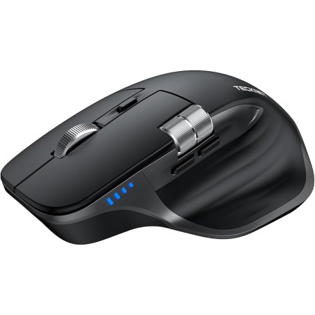 TECKNET TK-MS029 Trådløs Ergonomisk Mus – Bluetooth 5.3 + 2,4 GHz, 7 Knapper, Sort