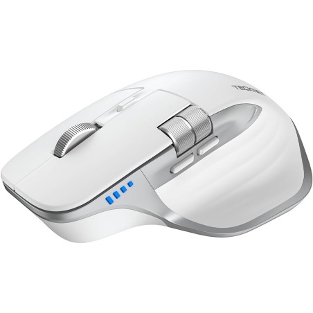 TECKNET TK-MS029 Trådløs Ergonomisk Mus – Bluetooth 5.3 + 2,4 GHz, 7 Knapper, Hvid
