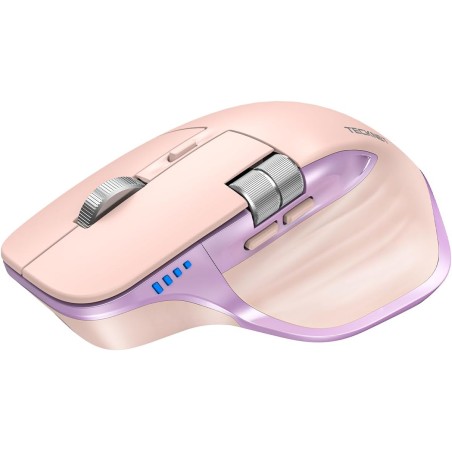 TECKNET TK-MS029 Trådløs Ergonomisk Mus – Bluetooth 5.3 + 2,4 GHz, 7 Knapper, Pink