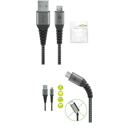 Goobay USB-kabel 1m - Sort Slv | Høj Kvalitet, Hurtig Opladning & Holdbar Design