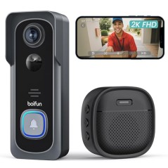 BOIFUN 2K Wireless Video Doorbell Camera – Red, 166° Wide Angle, IP66, Alexa