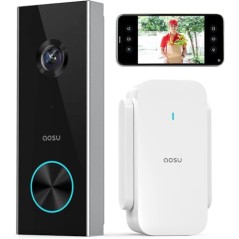 aosu 2K Videodørklokke med Kamera – Sort, 166° Vidvinkel, IP66, 180 Dage Batteri, Alexa