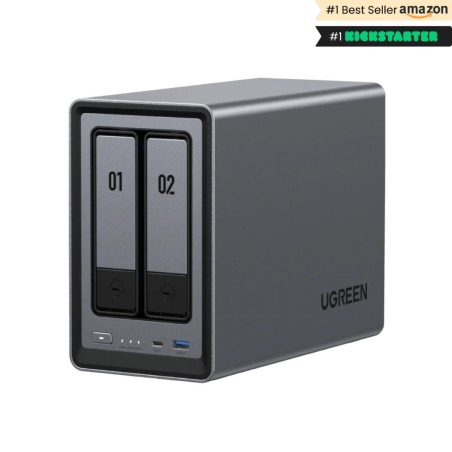 Ugreen NASync DXP2800 NAS System 2-Bay - Kompakt Intel N100, 8 GB DDR5, 0 TB UGOS Pro - Sort - Effektiv Datahåndtering!