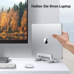 UGREEN 3-Slot Lodret Laptopstander Aluminium – Sølv