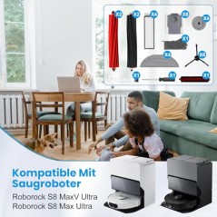 Roborock 32-delt Tilbehørssæt til S8 MaxV Ultra / S8 Max Ultra – Børster, Støvposer, Filtre & Viskere